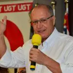 Geraldo Alckmin durante discurso em núcleo de sindicalistas em São Paulo: a culpa é da seca em 2024 | Foto: UGT/Divulgação
