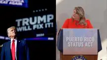 Governadora de Porto Rico, Jenniffer González Colón; e presidente eleito dos EUA, Donald Trump