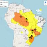 Mapa do Inmet, em alusão à matéria sobre o ano começar com alerta de chuva intensa e tempestades pelo Brasil