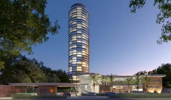 A companhia ainda informa que o empreendimento foi renomeado para Niemeyer 360º Residences em 2021, depois da reaprovação dos projetos e a concessão de licença para a obra | Foto: Reprodução/Invexo