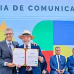 Presidente Luiz Inácio Lula da Silva durante a cerimônia de posse de Sidônio Palmeira no cargo de Ministro da Secretaria de Comunicação Social da Presidência da República, no Palácio do Planalto | Foto: Ricardo Stuckert/PR
