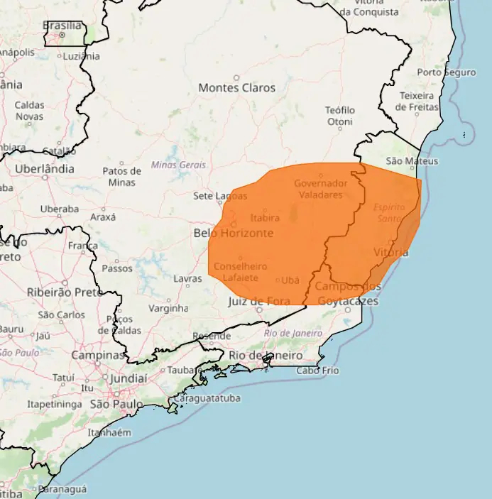 Previsão de chuvas intensas deixam ES, MG e norte do RJ em alerta
