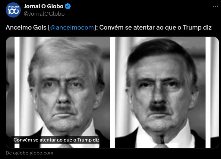 jornal o globo transforma trump em hitler