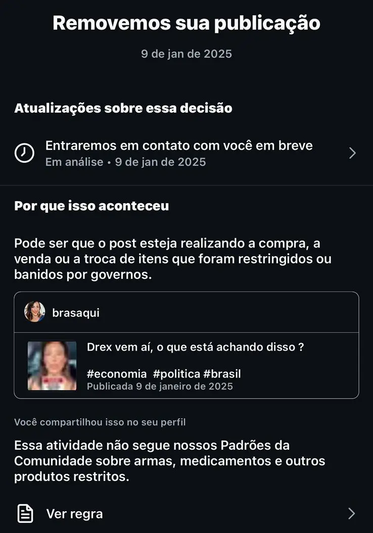 print Karyna Almeida Brás - post excluído