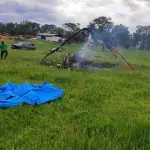 Helicóptero caiu em fazenda e deixou mortos entre Cruzília e Carrancas, no Sul de Minas | Foto: Divuglação/Polícia Militar