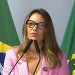 Janja da Silva discursa no Palácio do Planalto | Foto: Rede EBC/YouTube