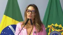 Janja da Silva discursa no Palácio do Planalto | Foto: Rede EBC/YouTube