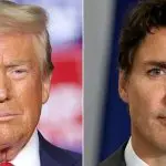 Donald Trump e Justin Trudeau: EUA e Canadá chegam a um acordo que promete intensificar a vigilância na fronteira contra o crime organizado | Foto: Reprodução/Redes sociais