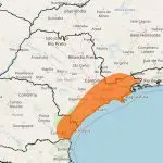 Alerta do Inmet para chuvas no leste do Estado de São Paulo