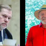 À esquerda, ministro do STF Dias Toffoli; à direita, presidente Luiz Inácio Lula da Silva