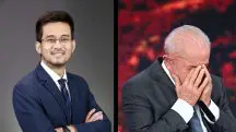 À esquerda, o deputado federal Kim Kataguiri (União-SP); à esquerda, o presidente Luiz Inácio Lula da Silva