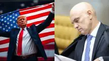 À esquerda, presidente dos EUA, Donald Trump; à direita, ministro do STF, Alexandre de Moraes