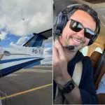 O piloto Gustavo Medeiros e o dono do avião, Márcio Carpena