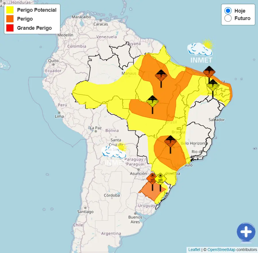 Alertas laranja e amarelo para chuvas intensas e onda de calor | Foto: Reprodução/Inmet