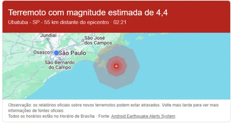 Aviso de terremoto foi recebido por moradores nesta sexta-feira, 14 | Foto: Reprodução/X