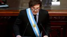 O presidente da Argentina, Javier Milei, no Congresso Nacional de Buenos Aires. Foto | REUTERS/Matias Baglietto/File Photo