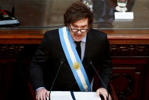 O presidente da Argentina, Javier Milei, no Congresso Nacional de Buenos Aires. Foto | REUTERS/Matias Baglietto/File Photo