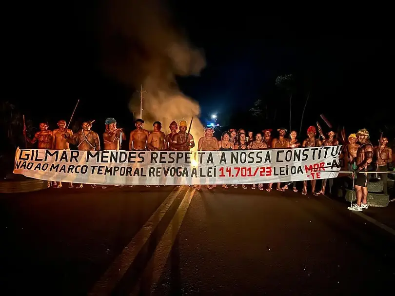 Contra marco temporal, indígenas Munduruku bloqueiam rodovia no Pará | Foto: Alessandra Korap/Redes sociais