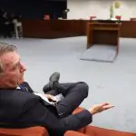 Ex-presidente Jair Bolsonaro em julgamento da denúncia do núcleo 1 da Pet 12.100, no STF