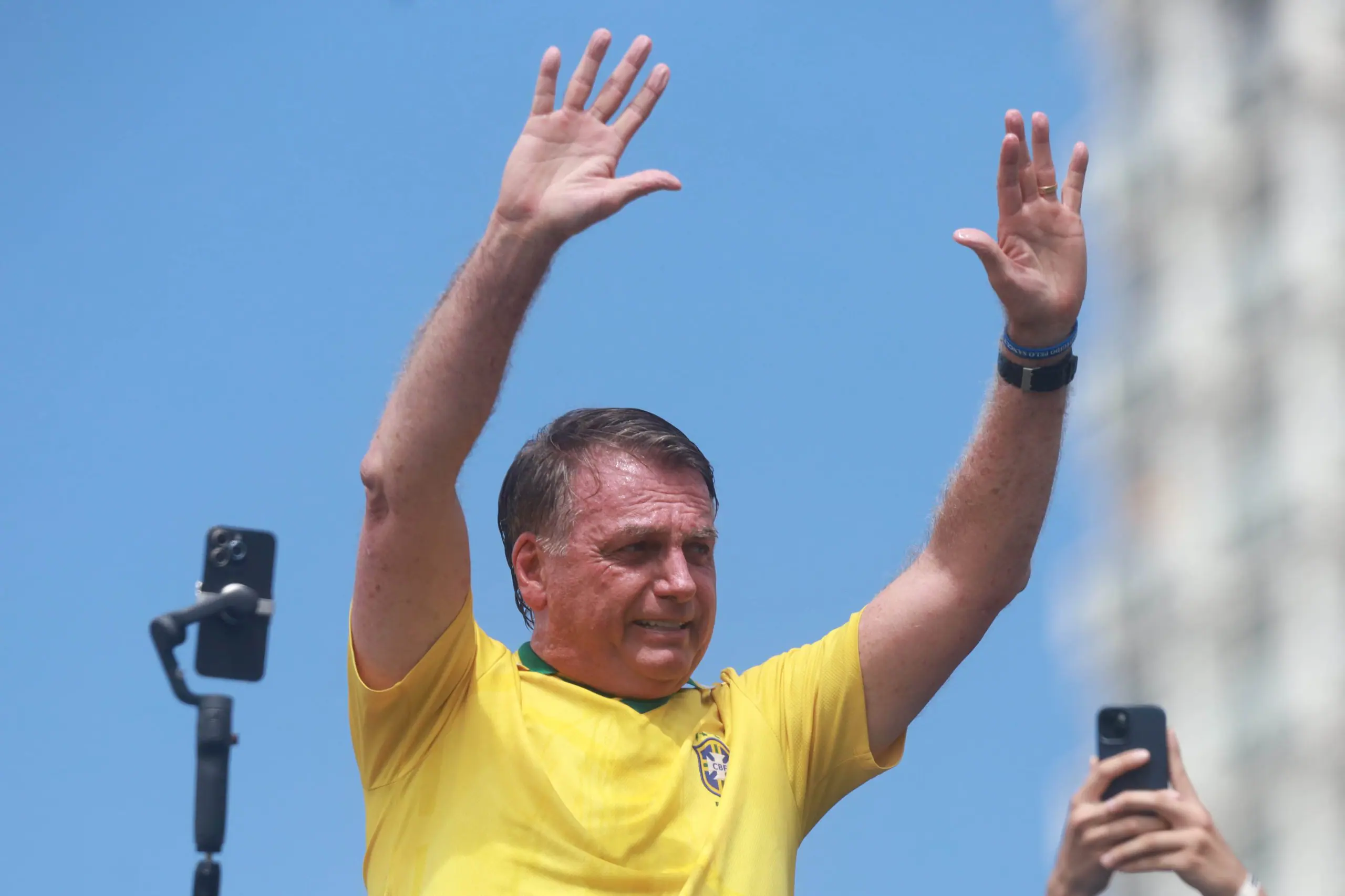 Bolsonaro, durante a manifestação pela anistia aos presos do 8 de janeiro – 16/3/2025 | Foto: Pedro Kirilos/Estadão Conteúdo