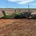 Destroços do avião que caiu no interior de São Paulo, em acidente nesta sexta-feira, 28