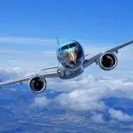 O modelo E195-E2, da Embraer: opção para o mercado asiático | Foto: Embraer/Divulgação
