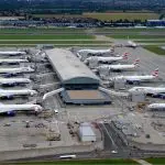 Imagem aérea do Terminal 5C do Aeroporto de Heathrow, em Londres, na Inglaterra