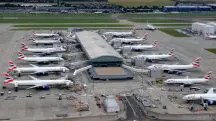 Imagem aérea do Terminal 5C do Aeroporto de Heathrow, em Londres, na Inglaterra