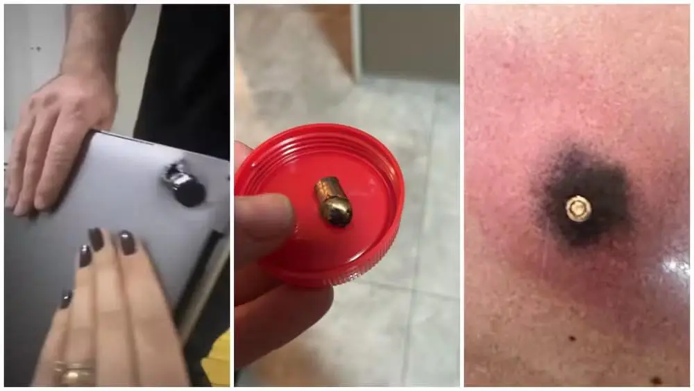 Homem baleado salvo por notebook