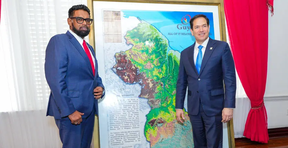 Presidente da Guiana, Irfaan Ali, e Marco Rubio - 27/03/2025