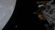 Essa foi a operação e a alunissagem mais ao sul já realizadas no satélite | Foto: Reprodução/Redes sociais/Intuitive Machines