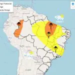 Mapa do Inmet alerta faixa norte do Brasil para chuvas intensas