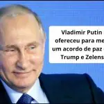 A imagem, que exibe Putin com um sorriso discreto, ironiza a posição do presidente russo como um suposto pacificador | Foto: Reprodução/Redes sociais
