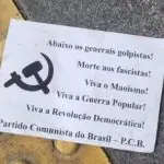 Os papéis traziam a assinatura ‘Partido Comunista do Brasil — PCB’ | Foto: Reprodução/Redes sociais