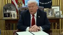 Trump durante anúncio nesta quarta-feira, 26, na Casa Branca: 'cobrança por fazerem negócios no nosso país e levarem nossos empregos' | Foto: Reprodução/Twitter/X