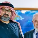 O xeque Zayed Bin Rashid e o presidente Lula: encontro para falar de investimentos relacionados inclusive à área de defesa militar | Foto: Reprodução/Redes sociais