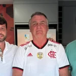 Secretário de Ambiente e Sustentabilidade, Bernardo Rossi, ex-presidente Jair Bolsonaro e o governador do Rio de Janeiro, Cláudio Castro