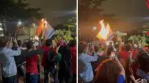 manifestantes de unb queimam bandeira de israel