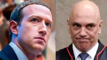 Mark Zuckerberg, controlador da Meta, e o ministro do STF Alexandre de Moraes: novos termos | Foto; Montagem sobre reprodução/Redes sociais