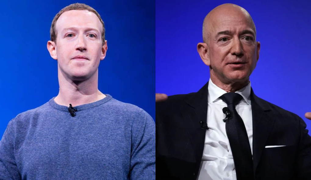 Mark Zuckerberg e Jeff Bezos estão na lista dos bilionários afetados pelo 'tarifaço' de Donald Trump | Foto: Reprodução/Redes sociais