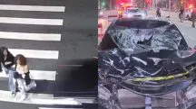 Câmeras de videomonitoramento capturaram o incidente; veículo ficou destruído | Foto: Reprodução/Redes sociais