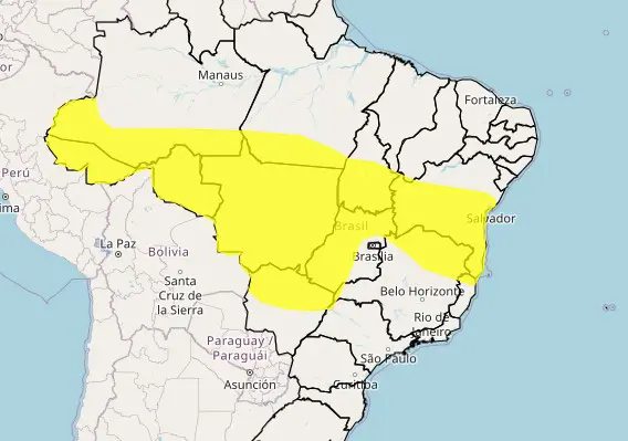 O alerta amarelo significa perigo em potencial | Foto: Reprodução/Inmet