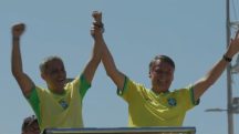 Gustavo Gayer e Jair Bolsonaro na manifestação pela anistia