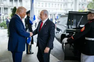 Donald Trump e Benjamin Netanyahu em Washington