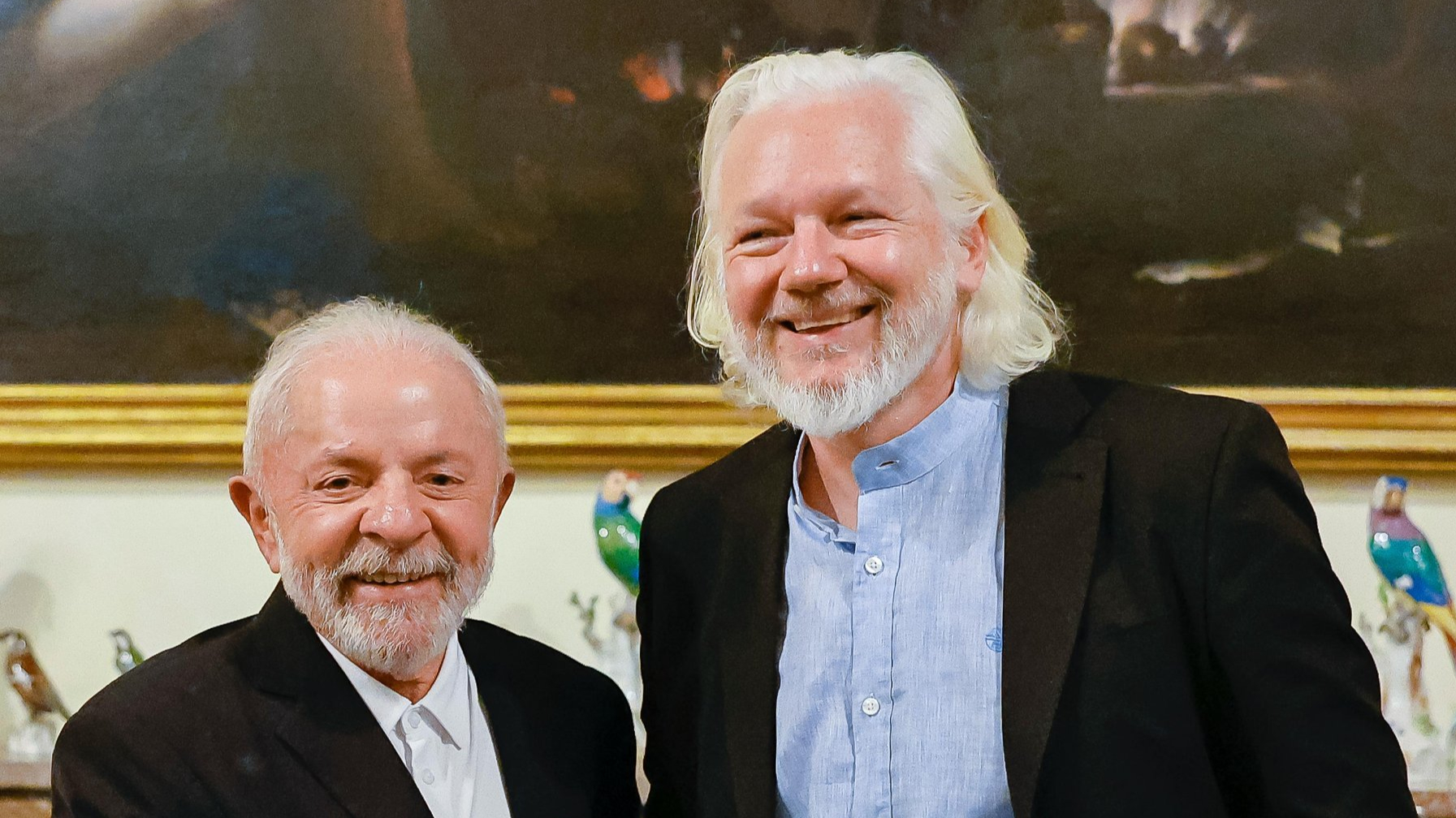 Lula em encontro com Julian Assange, fundador do WikiLeaks, em Roma | Foto: Ricardo Stuckert/PR