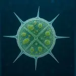 Imagem de um fitoplâncton marinho, um exemplo de organismo terrestre que produz os gases, que sugerem vida extraterrestre