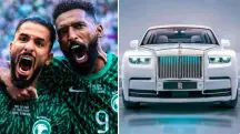 Em 2022, governo saudita presenteou cada jogador da seleção com um carro avaliado em R$ 15 milhões como prêmio pela vitória sobre a Argentina, na Copa do Mundo: retrato simbólico do excedente de riqueza | Foto: Reprodução/Twitter/X