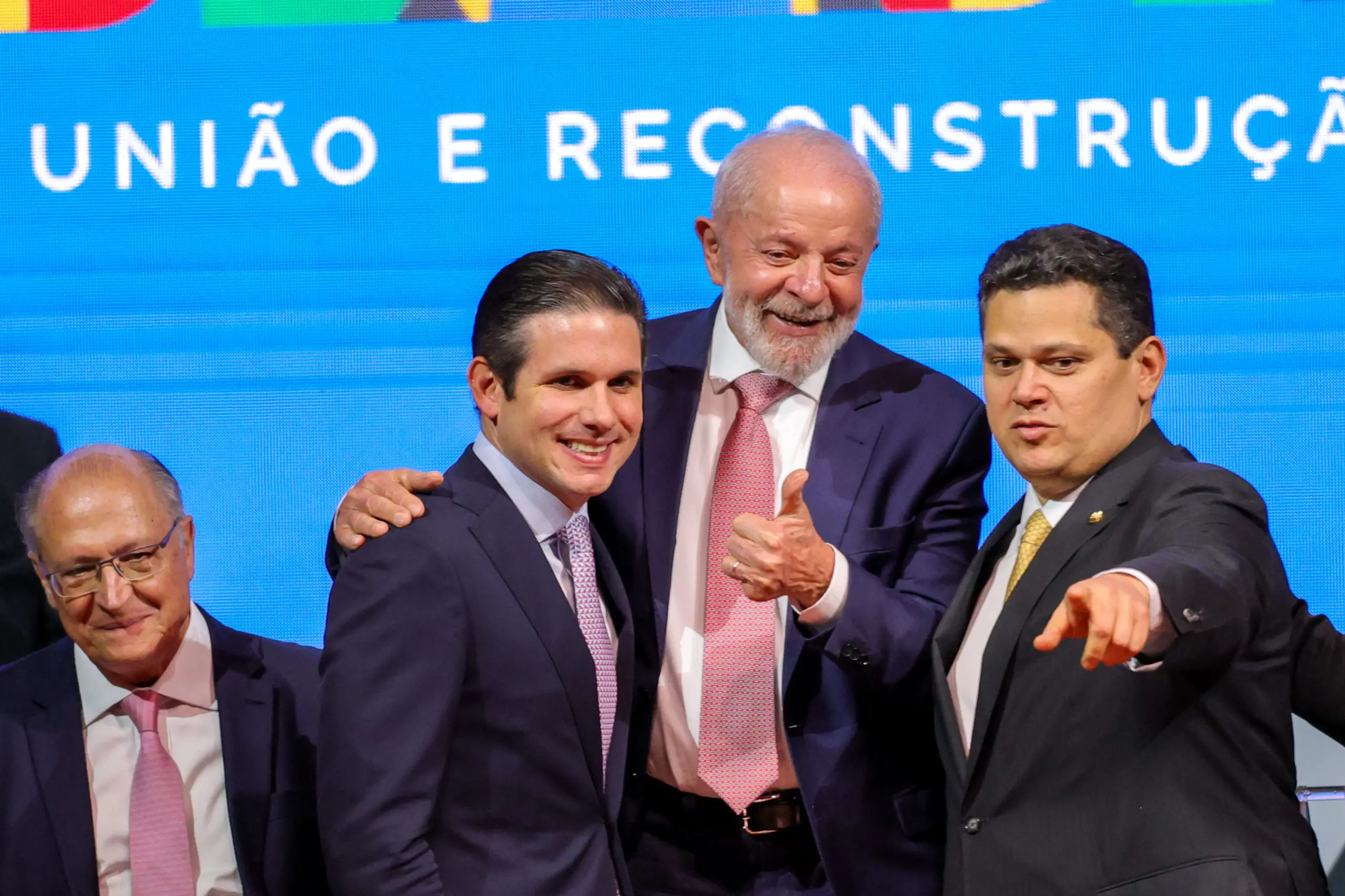 O vice-presidente Geraldo Alckmin, o presidente da Câmara, Hugo Motta, o presidente Luiz Inácio Lula Da Silva e o presidente do Senado, Davi Alcolumbre | Foto: Fabio Rodrigues-Pozzebom/Agência Brasil