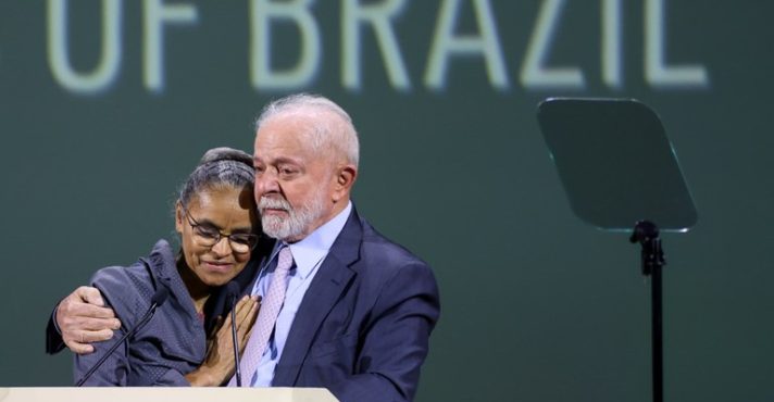 Marina Silva e Lula no palanque