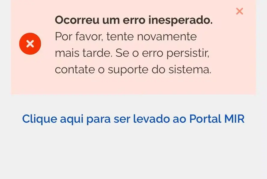 Mensagem de erro na plataforma do Imposto de Renda